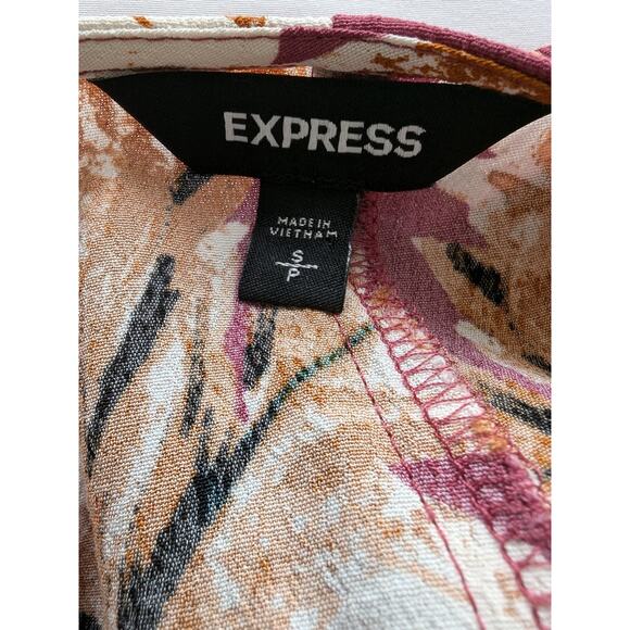 Express Womens Floral Front Cutout Midi Wrap Dress Sz Small Burgundy Multi-Color - Picture 5 of 8